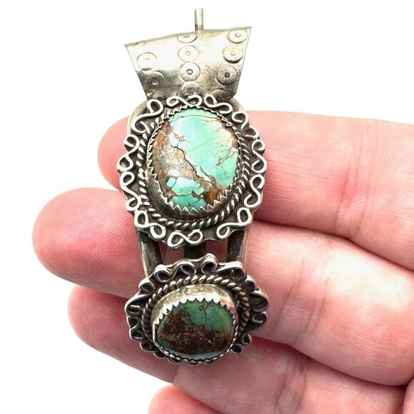 Vintage Native American Hallmarked Turquoise Bracelet Sterling Silver Watch Cuff - Picture 2 of 9